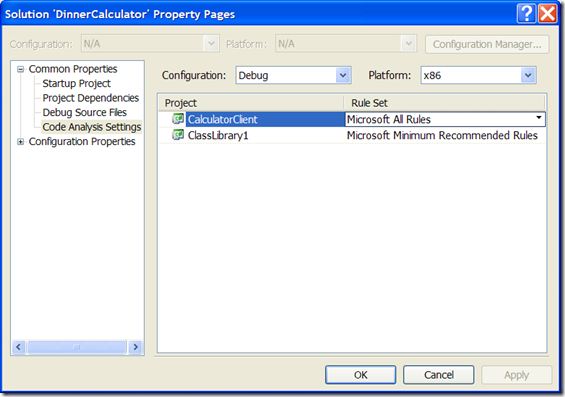 Solution properties - Code Analysis
