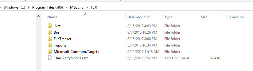 MSBuild location example