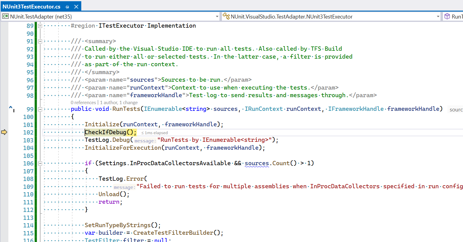 Execution start inside adapter